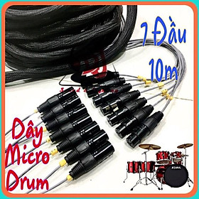 Dây Mic trống 7 đầu Jack 10m dây micro drum, 7 Jack canon đực cái dài 10m microphone, drum, Jack canon day Mic