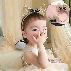 Bờm, kẹp tóc nơ vàng lấp lánh Mimo Baby cho bé gái BD08