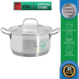 Mua Nồi 5 đáy inox 304 cao cấp Fivestar Plush nắp kính   dùng tốt mọi bếp   size 16/18/20/24cm