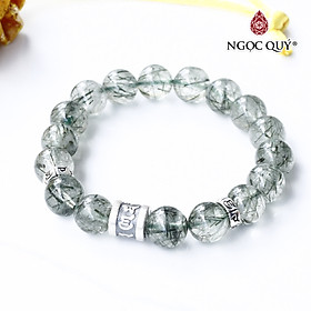 Vòng thạch anh tóc xanh phối charm lục tự bạc mệnh hỏa, mộc - Ngọc Quý Gemstones