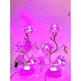 Mua Đèn Pha Lê 3 Bông Thân Đồng cao 40cm