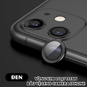 Mua Tặng hộp đựng lens cao cấp - Vòng kim loại titan bảo vệ lens camera dành cho các dòng iphone 11 / iphone 12 - Đen