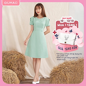 Đầm nữ GUMAC DA1060 thiết kế rã kiểu tay xếp phong cách tiểu thư
