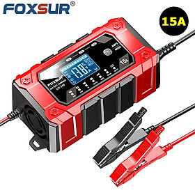 Bộ sạc ắc quy FOXSUR 15D thông minh FBC122415D 12V 15A 24V 5A 6AH - 250AH khử sunfat và tự động ngắt hàng chính hãng