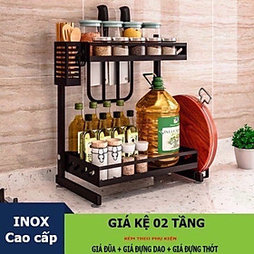 Hình ảnh Kệ đựng gia vị nhà bếp 2 tầng cao cấp, sơn tĩnh điện, bền đẹp