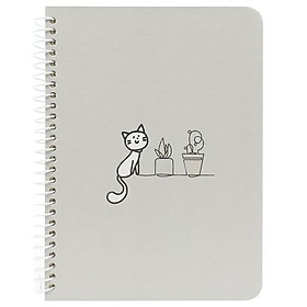 Sổ Lò Xo Teen Không Kẻ Có Chấm 80gsm My Cat - The Sun - Màu Xám
