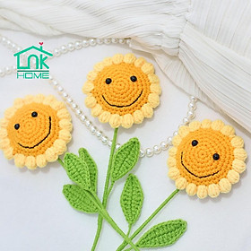 Hoa hướng dương đan len handmade hình mặt cười
