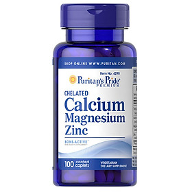 Thực phẩm chức năng bảo vệ sức khỏe Chelated Calcium Magnesium Zinc (bổ sung Magie, Canxi, Kẽm) 100 viên