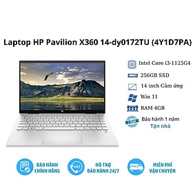 Máy tính xách tay Laptop HP Pavilion X360 14-dy0172TU (4Y1D7PA)/Core i3-1125G4/ RAM 4GB/ 256GB SSD/ Intel UHD Graphics/ 14.0inch FHD/ 3Cell/ Win 11SL/ 1Yr - Hàng chính hãng