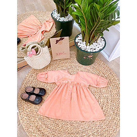 Đầm Cam Nhún Tay Bo SoraChan - M056