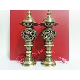 Mua  Miễn ship 100% Đèn thờ bằng đồng họa tiết rồng phượng cao 40cm  Đèn thờ long phụng bằng đồng cao 40cm