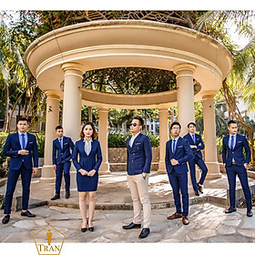 Bộ Vest Nam, Veston Màu Xanh Đen, Đen, Xanh Navy Hàn Quốc Cao Cấp - Trần(1 Quần Và 1 Aó Vest)