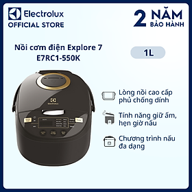 Nồi cơm điện Electrolux 1L E7RC1-550K - Màu đen - Nhiều chương trình nấu đa dạng - Bảo hành 2 năm toàn quốc [Hàng chính hãng]