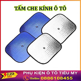 Bộ 6 tấm che nắng cửa kính ô tô - tấm chắn nắng xe hơi - tấm xốp tráng bạc 2 mặt cách nhiệt cực cao