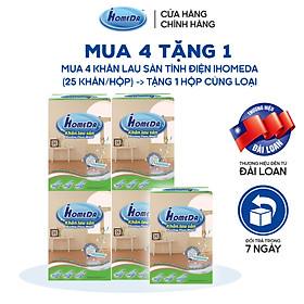 Combo 4 Tặng 1 Hộp Khăn lau sàn hút bụi tĩnh điện Ihomeda ( 25 khăn/ hộp) -  Combo 4 Free 1 iHomeda static dusting floor dry wipes ( 25 sheets/ box)