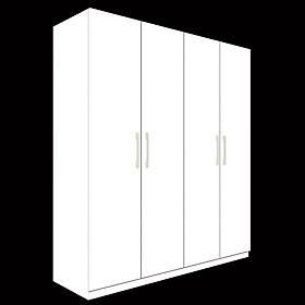 Mua Tủ quần áo gỗ MDF Tundo 4 cánh 2 ngăn treo màu trắng 180 x 55 x 220cm