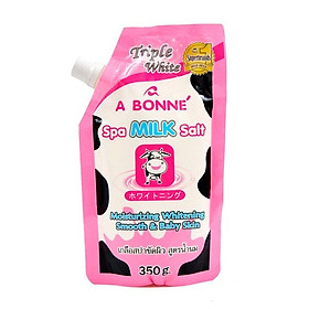 Muối Tắm Sữa Bò Tẩy Tế Bào Chết A Bonne Spa Milk Salt Nhập Khẩu Từ Thái Lan (350gram/Gói Có Vòi), Hạt Mịn Thơm Mùi Sữa, Giúp Làm Sạch Và Làn Da Mịn Màng