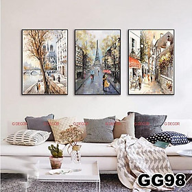 Tranh treo tường canvas 3 bức phong cách hiện đại Bắc Âu 30, tranh decor trang trí phòng khách, phòng ngủ, phòng ăn, spa