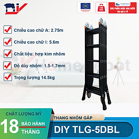 Mua Thang nhôm gấp đoạn cao cấp chân choãi DIY TLG-5DBL chiều cao sử dụng chữ A 2.75M chữ I 5.6M