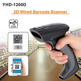 Máy quét mã vạch cầm tay mẫu mới YHD 1200D đọc mã vạch Barcode 1D Qrcode 2D dùng dây trực tiếp cắm cổng USB Máy tính, Laptop - Hàng Nhập Khẩu - Máy kèm đế