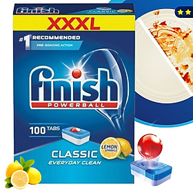 Hộp 100 viên rửa chén Finish Classic Dishwasher Tablets Lemon Sparkle