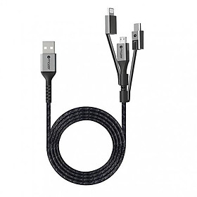 Dây Cáp Mazer Power Link II 3 in 1 USB Fast Charging (1M) Đầu nối tăng cường và cáp bện mang lại tuổi thọ sản phẩm mạnh mẽ và chắc chắn - hàng chính hãng