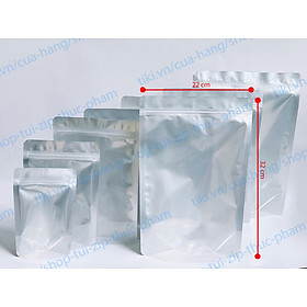 1kg Túi Zip Bạc đáy đứng - Bao zip bạc 1 mặt trong - Túi đựng đồ ăn vặt, bánh kẹo, thực phẩm khô nhìn thấy sản phẩm bên trong - size