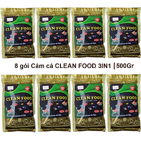 8 Gói Thức Ăn Cá Cảnh, cám Cá Koi hạt nhỡ 3mm (Cho cá size 8cm trở lên) - Nhanh lên size, lên màu, tăng cường sức đề kháng 500Gr