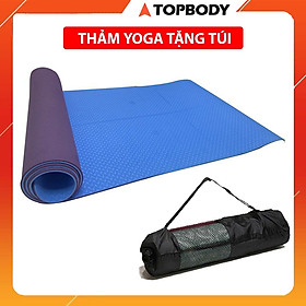 Thảm tập Yoga định tuyến TPE cao cấp tặng kèm túi đựng - chống trơn trượt thấm hút mồ hôi tốt chính hãng TOPBODY