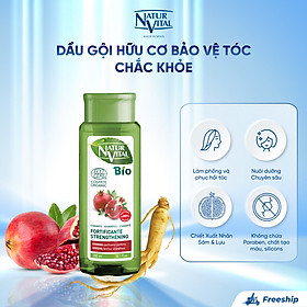 Dầu Gội Hữu Cơ NaturVital Ecocert Strengthening Chiết Xuất Nhân Sâm & Lựu, Giúp Bảo Vệ Tóc Chắc Khỏe, Làm Phồng Và Phục Hồi Tóc (300ml)