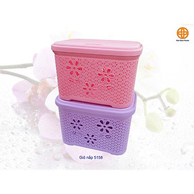 Mua Giỏ  làn nhựa có nắp Việt Nhật 5158 - Giỏ nắp hoa  Làn nắp hoa  Sọt đựng quần áo  đồ chơi trẻ em