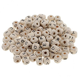 5-6pack 100 Pieces Wooden Alphabet Letters Cube Beads Jewelry Making 10mm White