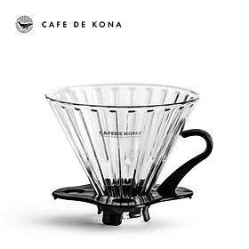 Mua Phễu thuỷ tinh V60 rãnh thẵng đế nhựa đen CAFE DE KONA