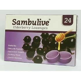 Kẹo Ngậm Sambulive Elderberry Lozenges Sambucus Hỗ trợ hệ miễn dịch khỏe mạnh, phòng ngừa cảm cúm,  dịu cơn ho, giảm đau rát họng Hộp (24 viên)