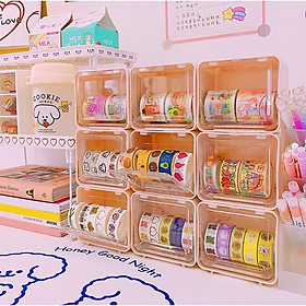 1 Hộp nhựa trong suốt đựng washi tape 9*8cm