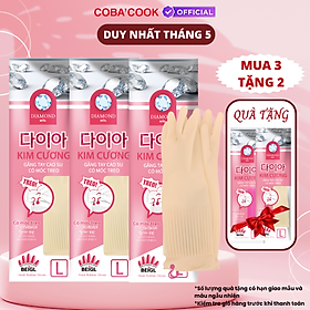 Mua  Mua 3 Tặng 2  Combo3 Đôi Găng Tay Cao Su Tự Nhiên Kim Cương Có Móc Hàn Quốc L-39cm