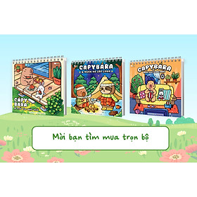 Combo 3 cuốn Sách tô màu Capybara gáy lò xo (Tặng sticker)
