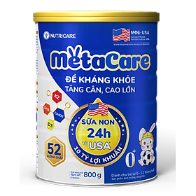 Sữa bột Nutricare MetaCare 0+ lon 800g - Đề kháng khoẻ, Tăng cân, Cao lớn