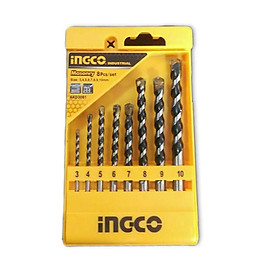 Bộ 8 mũi khoan bê tông đuôi trơn ingco AKD3081