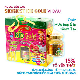MUA HỘP 6 TẶNG 1 - Nước yến sào SkyNest Kid Gold vị dâu cho trẻ nhỏ 15% Tổ yến
