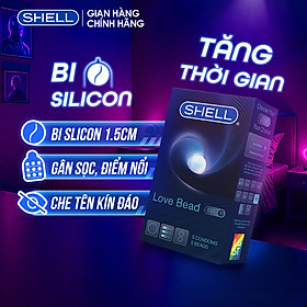 Bao cao su Shell Love Bead - Gân nổi, kéo dài thời gian, bi tăng 1.5cm - Hộp 5 cái | SHELL CHÍNH HÃNG