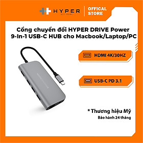 CỔNG CHUYỂN HYPERDRIVE POWER 9-IN-1 USB-C HUB FOR IPAD PRO 2018, MACBOOK, SURFACE, ULTRABOOK, CHROMEBOOK PC & USB-C DEVICES – HD30F - HÀNG CHÍNH HÃNG