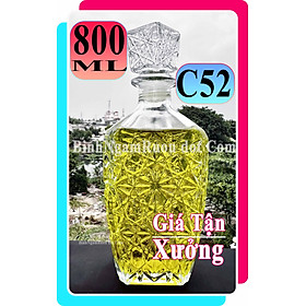 Mua  Mua 12 Tặng 2 C52 Chai Đựng Rượu Thủy Tinh Dáng Chai Vuông Hoa Văn Nắp Thủy Tinh Sang Trọng - Cao Cấp 800ml - Đẹp Cao Cấp - Nắp Kín Thủy Tinh Trong - Quà Biếu Sang Trọng