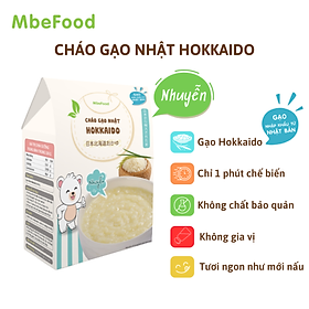 Cháo nhuyễn cho bé ăn dặm MbeFood Cháo gạo Nhật Hokkaido (Hộp 4 gói x 18g)