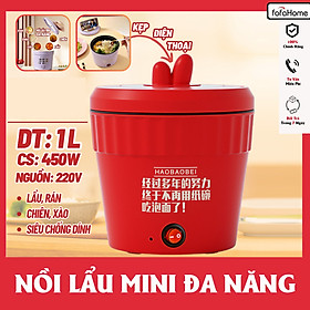 Nồi Lẩu Điện Mini Đa Năng, Ca Nấu Mì, Cốc Ăn Lẩu Cô Đơn Hotrend Trung Quốc Dung Tích 1.5L Công Suất 450W Phủ Chống Dính- Giao Màu Ngẫu Nhiên - Hàng Nhập Khẩu