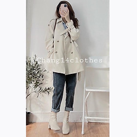 Áo khoác mangto lỡ kèm đai