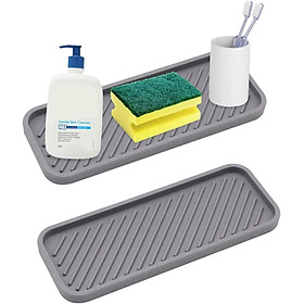 Bộ 2 giá đỡ miếng bọt biển silicon cho bồn rửa nhà bếp - bộ phân phối xà phòng - silicon - cho bồn rửa nhà bếp - màu xám