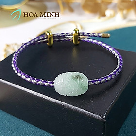 Vòng dây cáp phối lu thống Cẩm Thạch hoa bay chạm vân mây size 12x17mm phong thủy may mắn - Xanh trắng