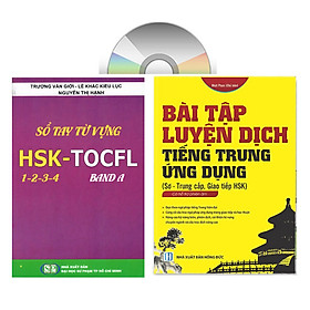 Sách-Combo 2 sách Sổ tay từ vựng HSK1-2-3-4 và TOCFL band A +Bài tập luyện dịch tiếng Trung ứng dụng (Sơ -Trung cấp, Giao tiếp HSK có mp3 nghe, có đáp án)+DVD tài liệu