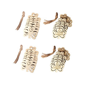 40Pcs Natural Hollow Wood Slice Hanging Tags Charms Pendant Ornament